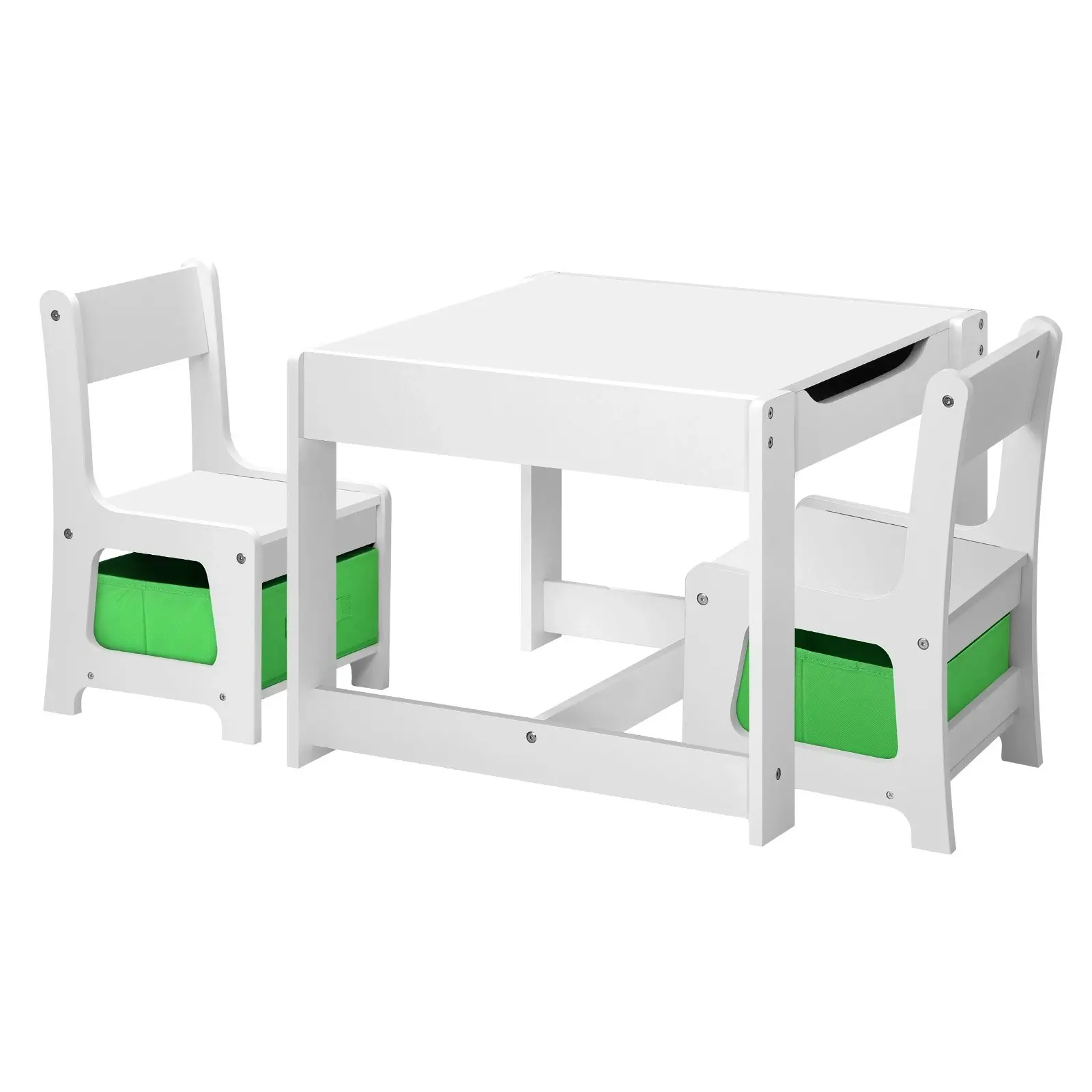 Oikiture 3-Piece Kids Table and Chair Set Multifunctional Activity Play Toys Storage Bins