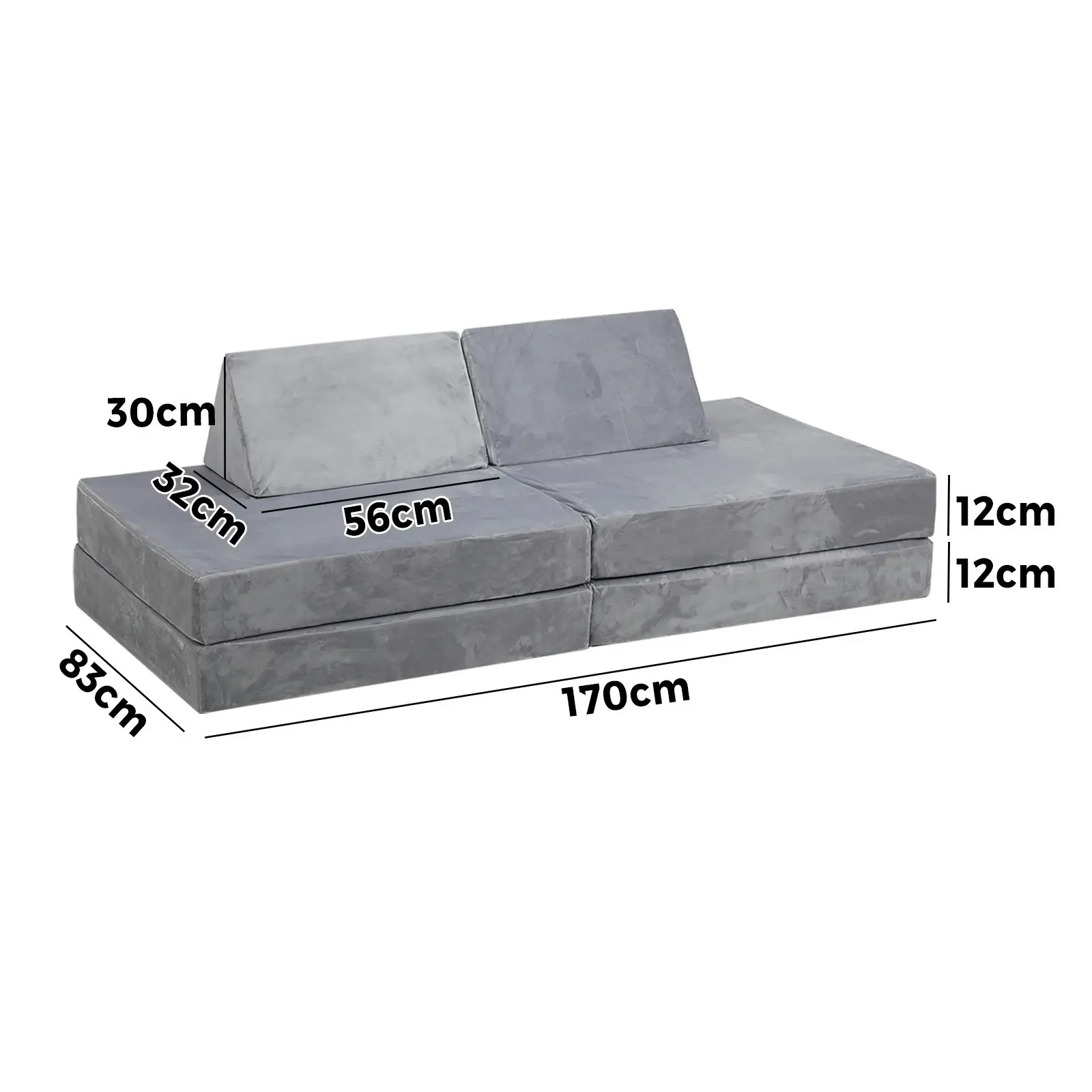 Oikiture Kids Play Couch Toddler Modular Foam Sofa Bed DIY 4PCS Set