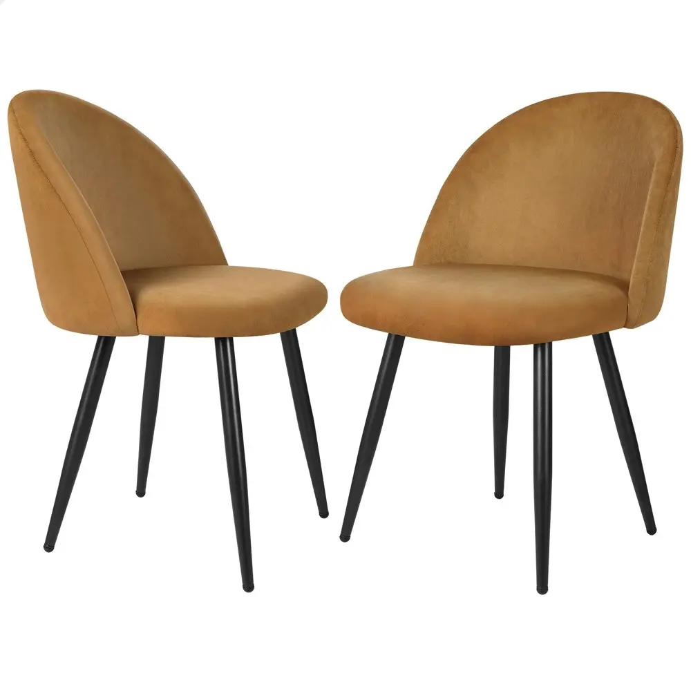 Alfordson 2x Dining Chairs Velvet Brown