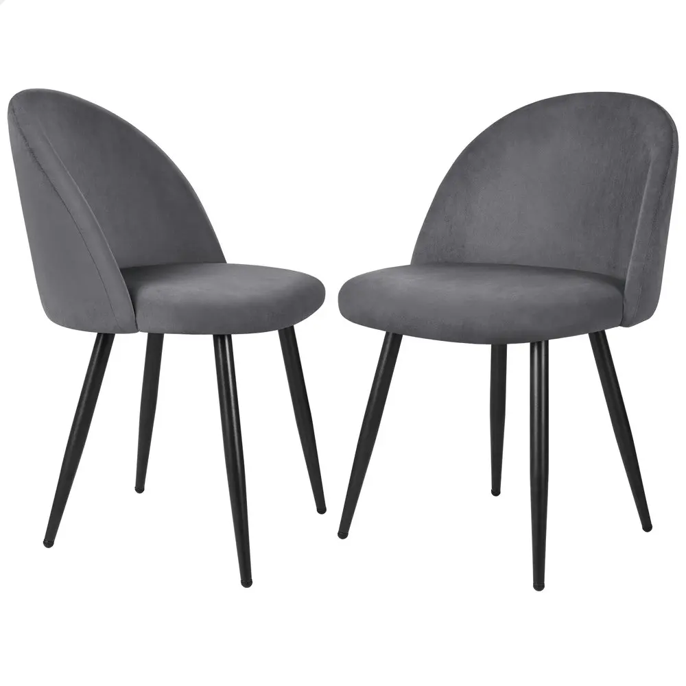 Alfordson 2x Dining Chairs Velvet Grey