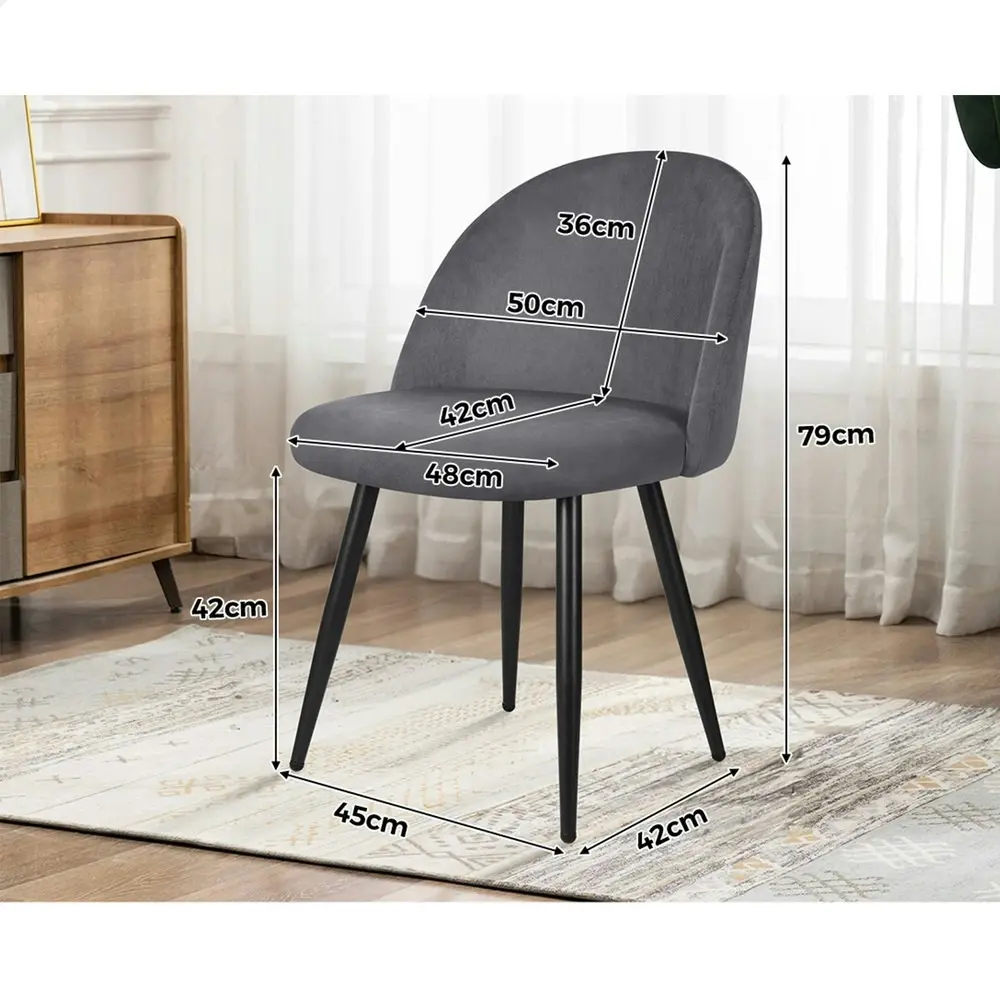 Alfordson 2x Dining Chairs Velvet Grey