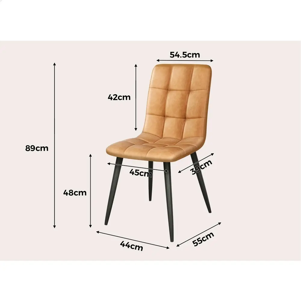 Alfordson 4x Dining Chair Retro PU Faux Leather Brown