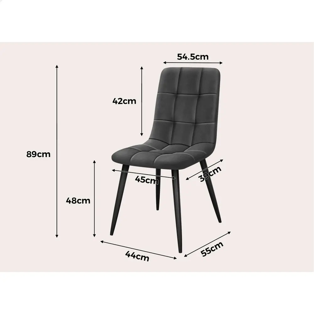 Alfordson 4x Dining Chair Elegant Retro Suede Fabric Grey