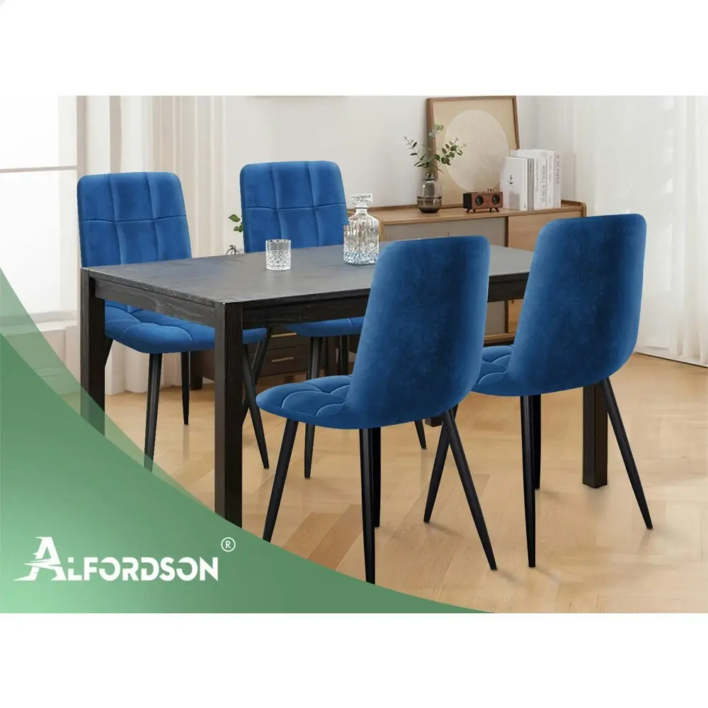 Alfordson 4x Dining Chair Elegant Seat Retro Velvet Blue