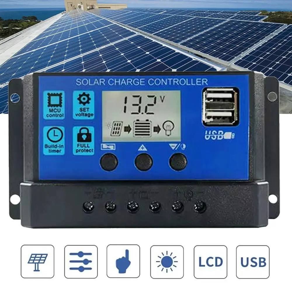 10Amp 12V/24V Solar Panel Regulator Charge Controller Battery Dual USB