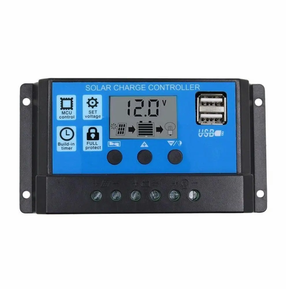 10Amp 12V/24V Solar Panel Regulator Charge Controller Battery Dual USB