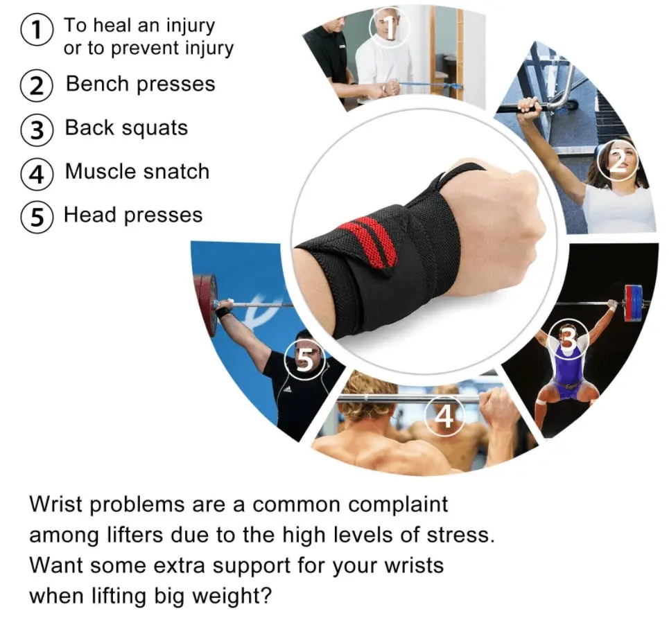 Aolikes Weight Lifting Gym Muscle Training Wrist Support Straps Wraps Hand