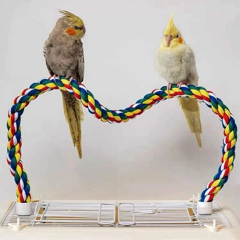 Pet Bird Rope Perches Parrot Colourful Cage Comfy Perch Bungees For Birds Toy Au