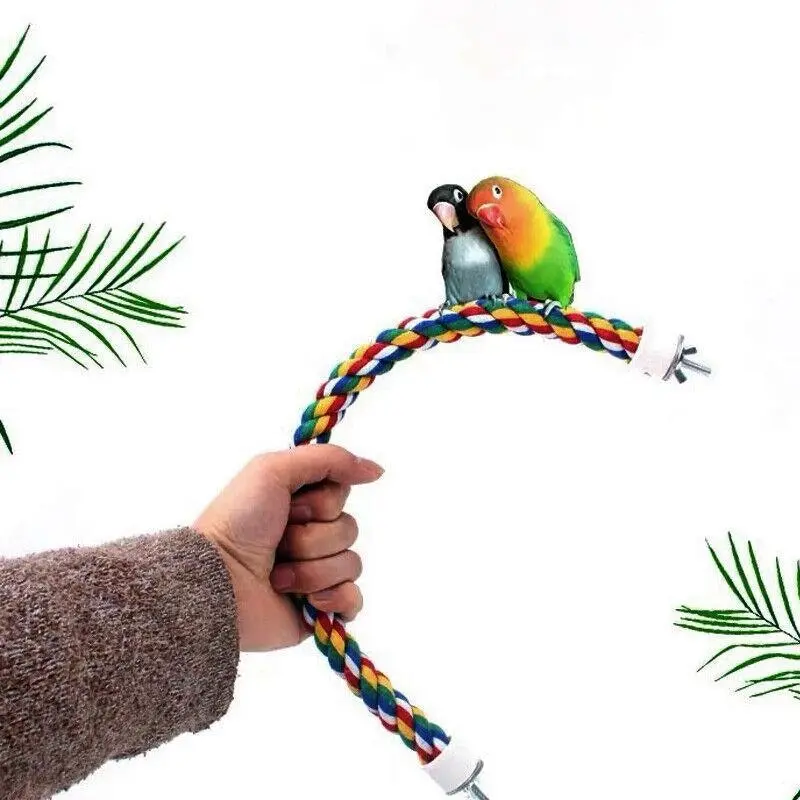 Pet Bird Rope Perches Parrot Colourful Cage Comfy Perch Bungees For Birds Toy Au