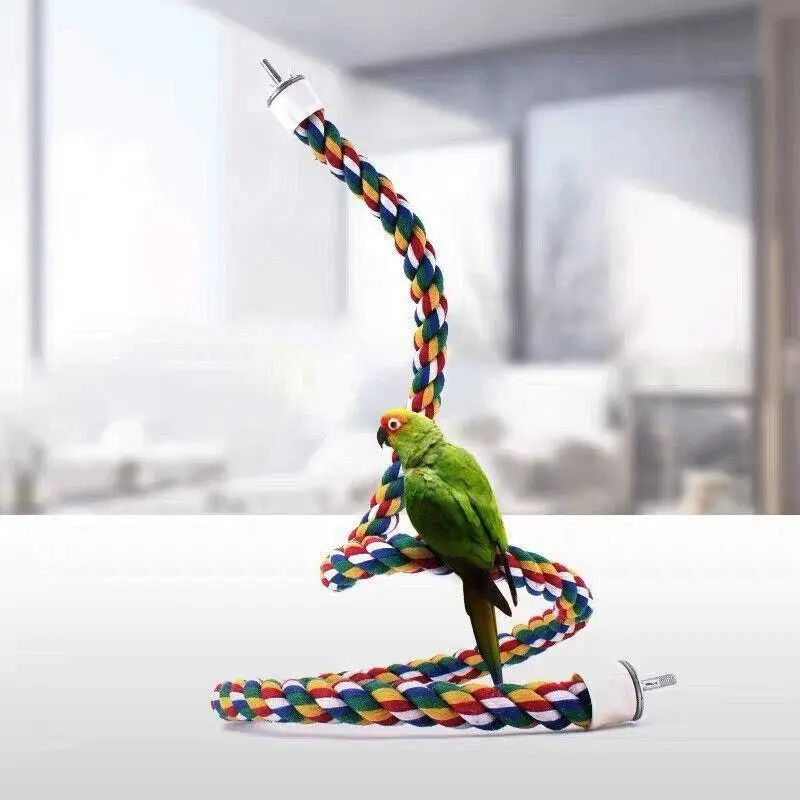 Pet Bird Rope Perches Parrot Colourful Cage Comfy Perch Bungees For Birds Toy Au