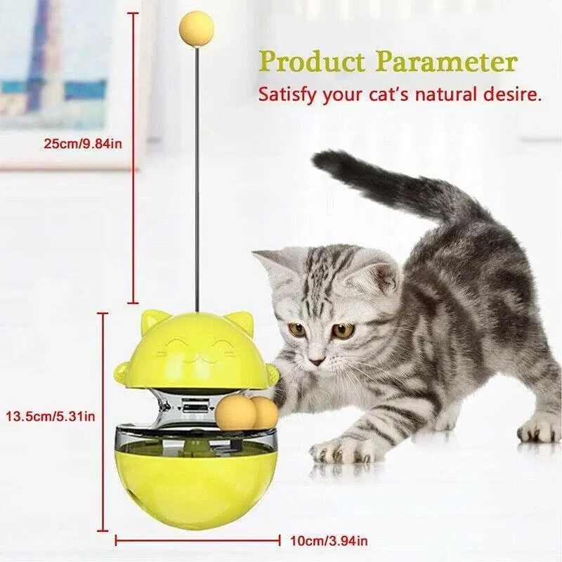 Cat Treat Dispenser Toy Ball Kitten Selfplay Interactive Tumbler Multifunction