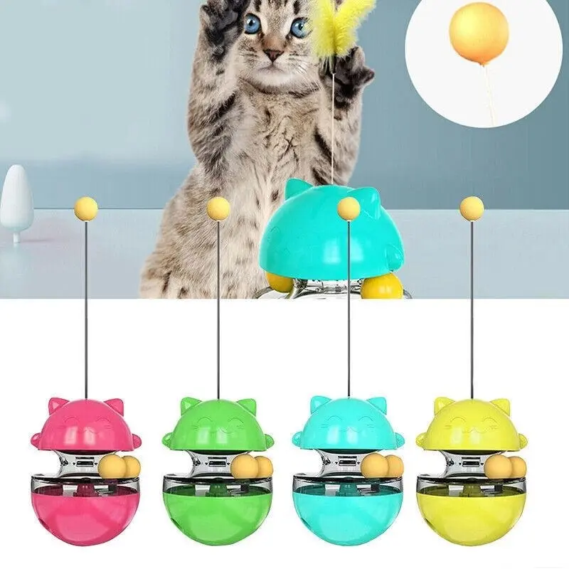 Cat Treat Dispenser Toy Ball Kitten Selfplay Interactive Tumbler Multifunction