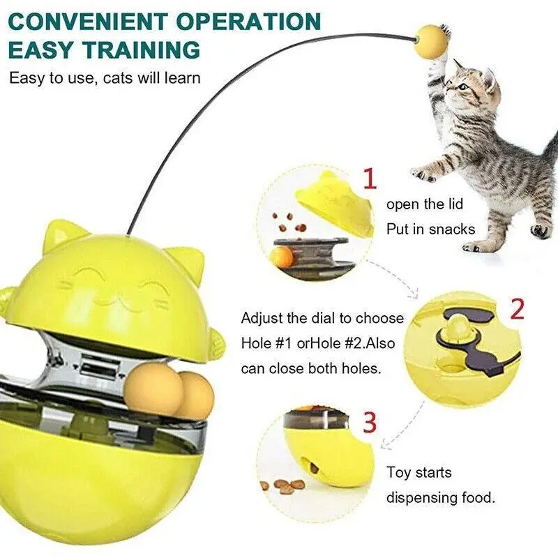 Cat Treat Dispenser Toy Ball Kitten Selfplay Interactive Tumbler Multifunction