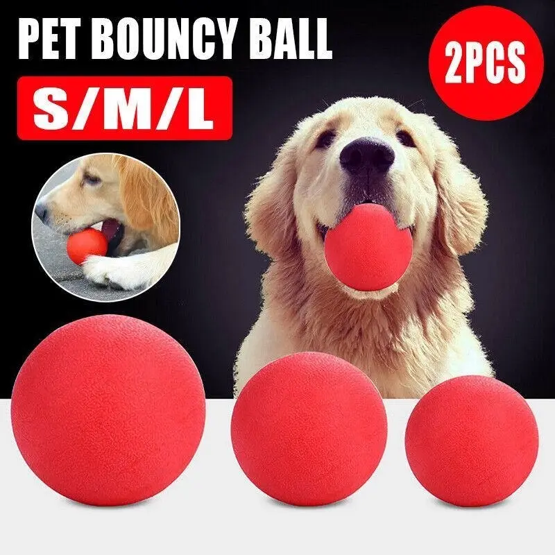 2Pcs Solid Training Rubber Ball Pet Puppy Dog Chew Play Fetch Bite Toy