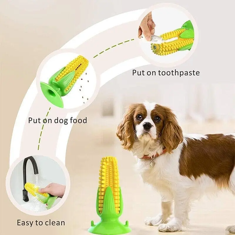 Dog Squeaky Chew Toys Teeth Clean Stick Corn Pet Dental Toothbrush Molar Stock