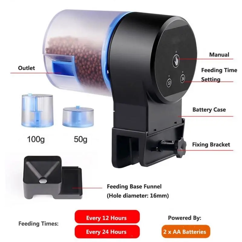 Adjustable Auto Fish Feeder Feeding Aquarium Tank Automatic Food Dispenser Timer