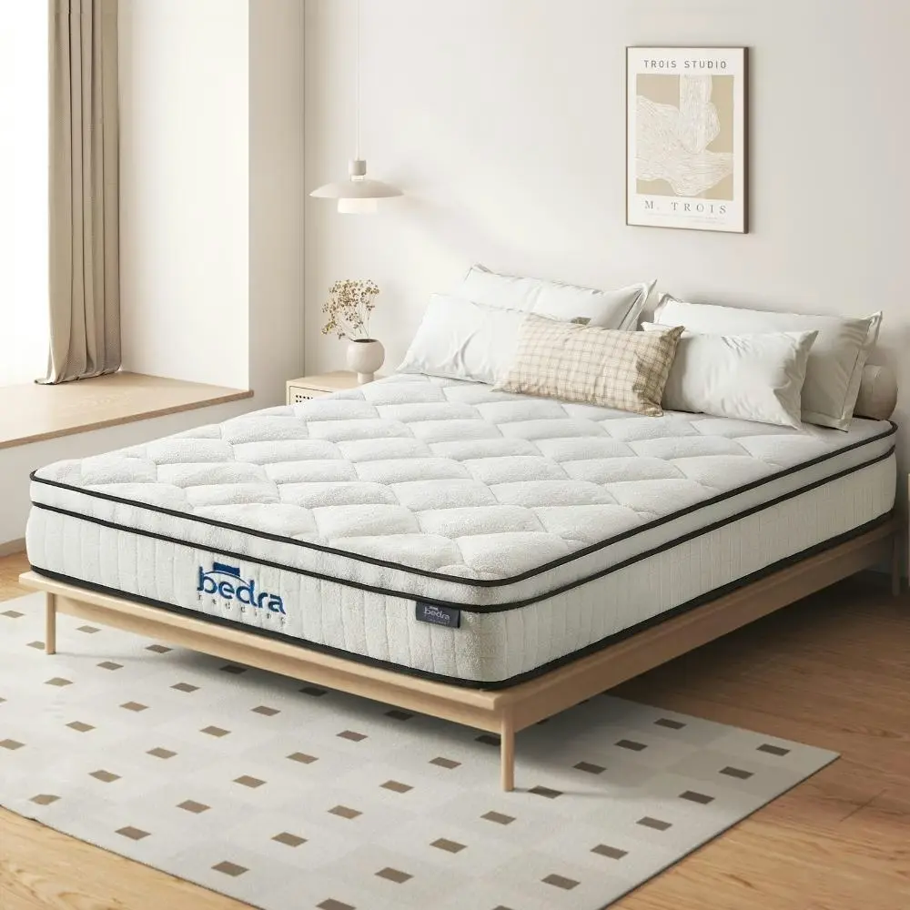 CARL Boucle Mattress Bed Pocket Spring Memory Foam Euro Top Medium Firm