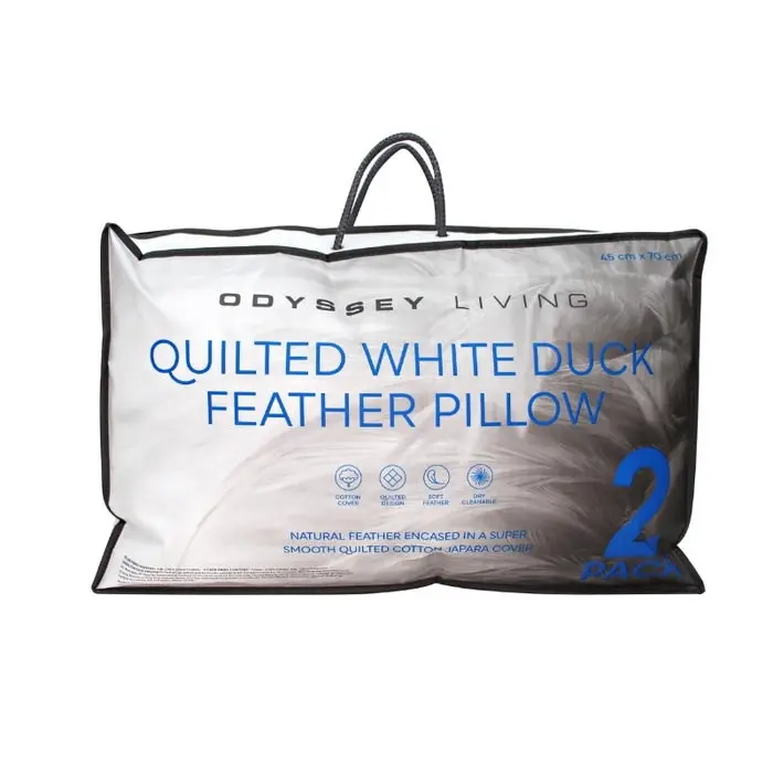 Odyysey Living 2 PACK White Duck Feather Pillow