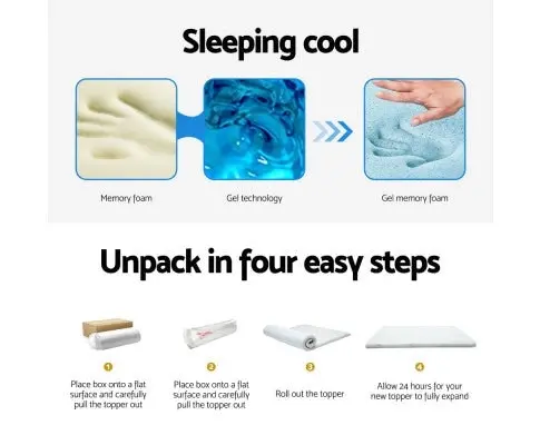 Memory Foam Mattress Topper Cool Gel Bed Mat Bamboo 10cm