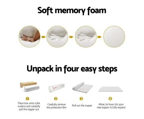 Bedding Memory Foam Mattress Topper 7-Zone Airflow Pad 8cm - White