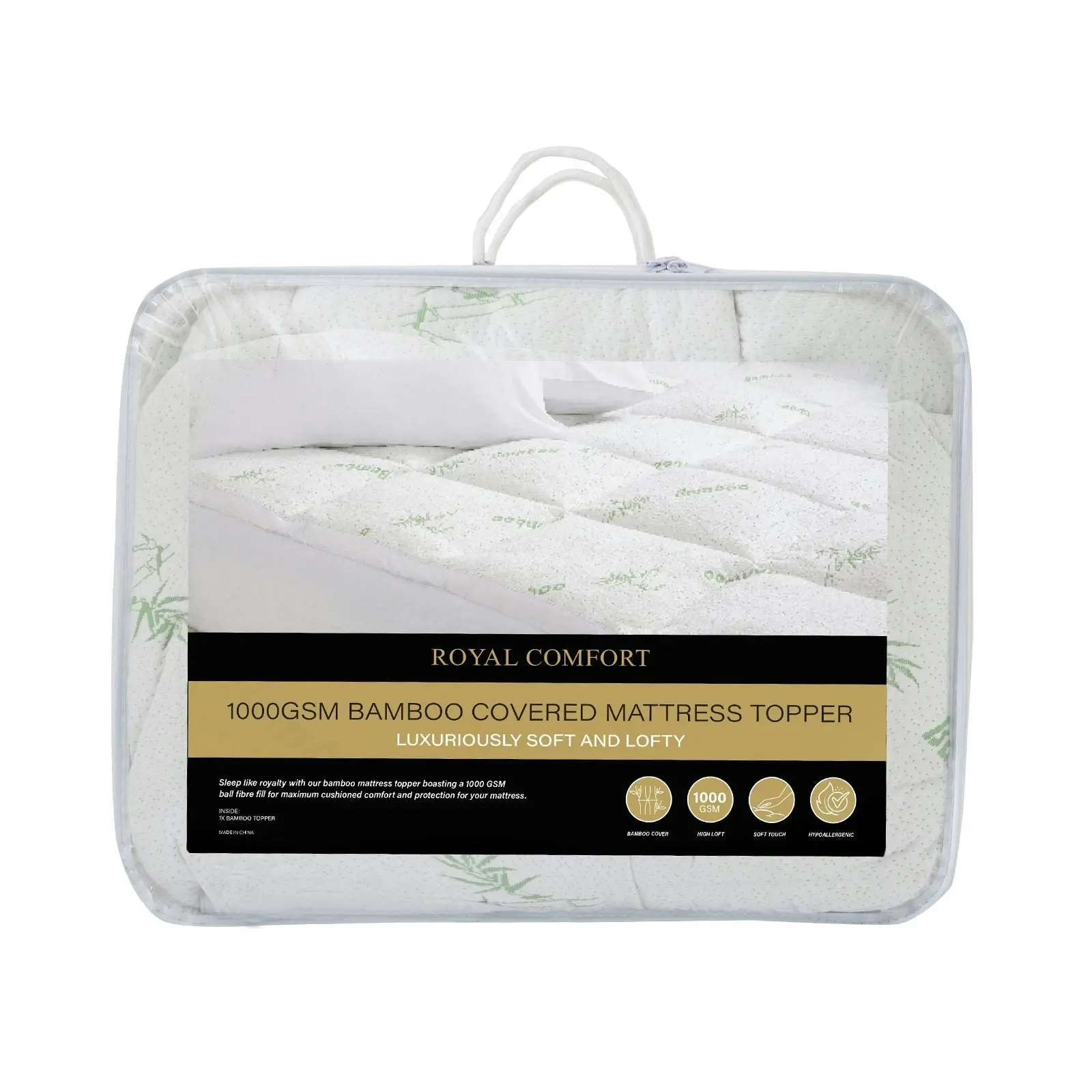 Royal Comfort 1000GSM Luxury Bamboo Fabric Gusset Mattress Pad Topper Cover