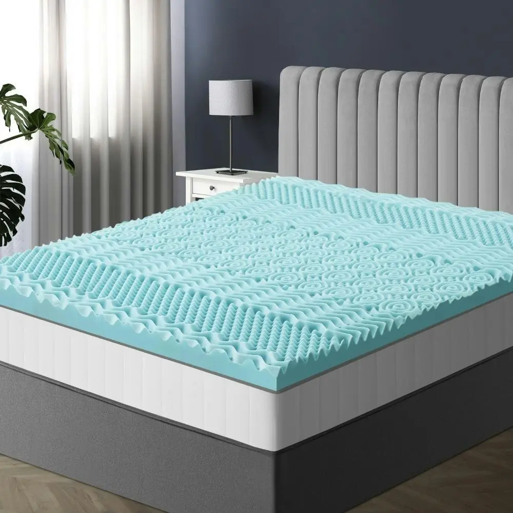 Memory Foam Mattress Topper Cool Gel Bed Bamboo Cover 7-Zone 8CM