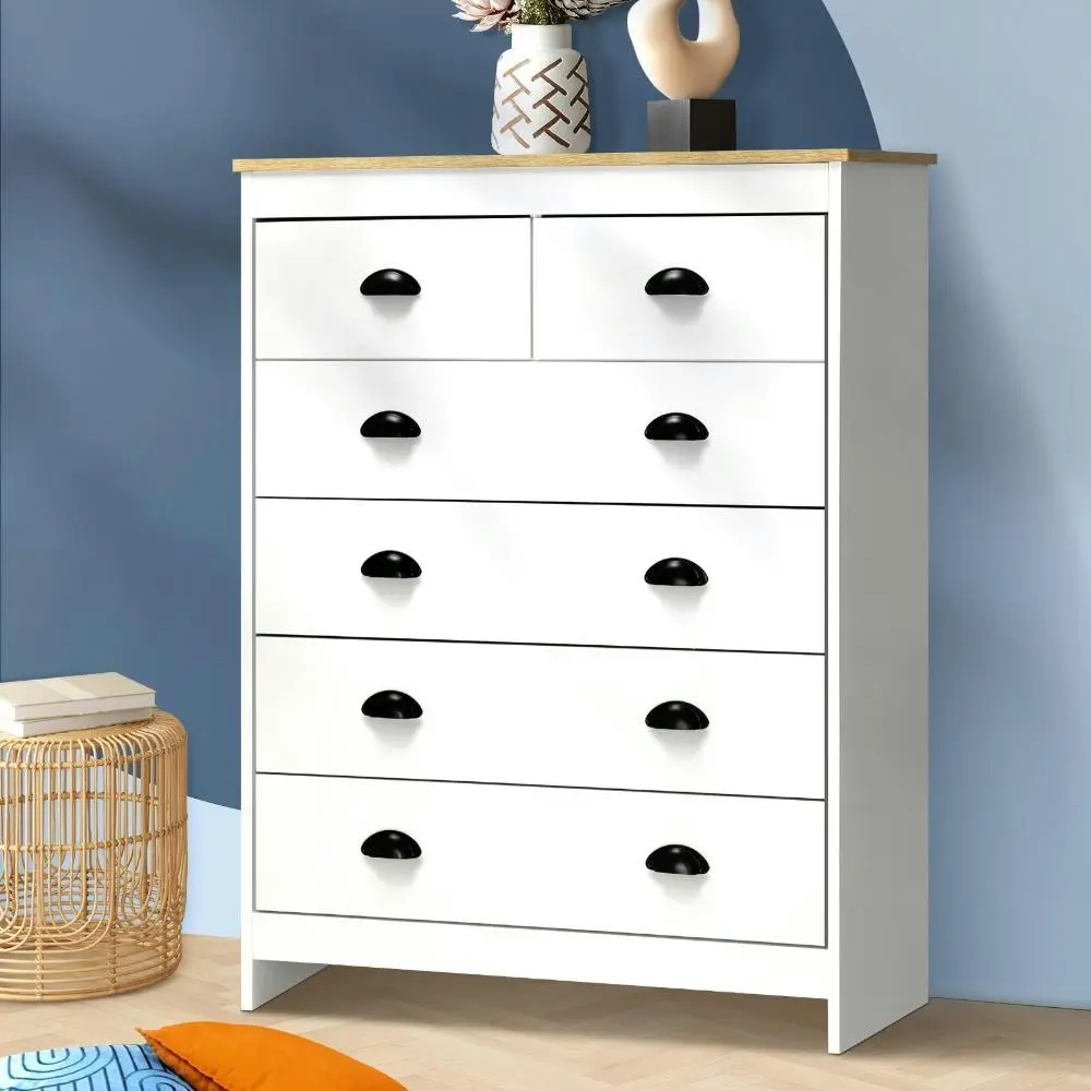 ALDO Tallboy Chest of Drawer Dresser with 6 Drawers Bedroom Storage Cabinet White