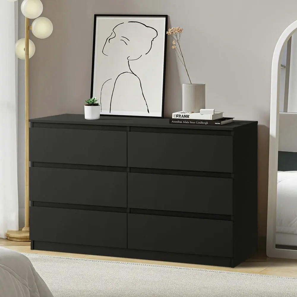 CORE 6 Chest of Drawers Lowboy Dresser Table Bedroom Black