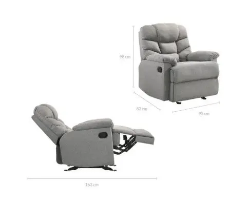 Rocking Recliner Chair Swing Glider Light Grey Fabric