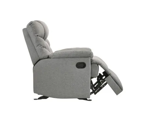 Rocking Recliner Chair Swing Glider Light Grey Fabric