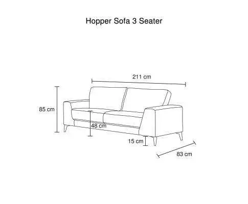 Hopper Sofa 3 Seater Grey