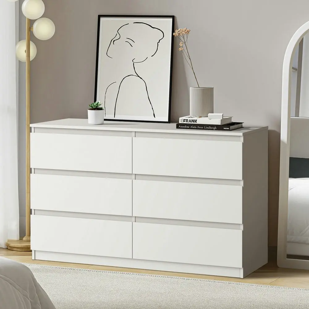 LILLY 6 Chest of Drawers Lowboy Dresser Table Bedroom White