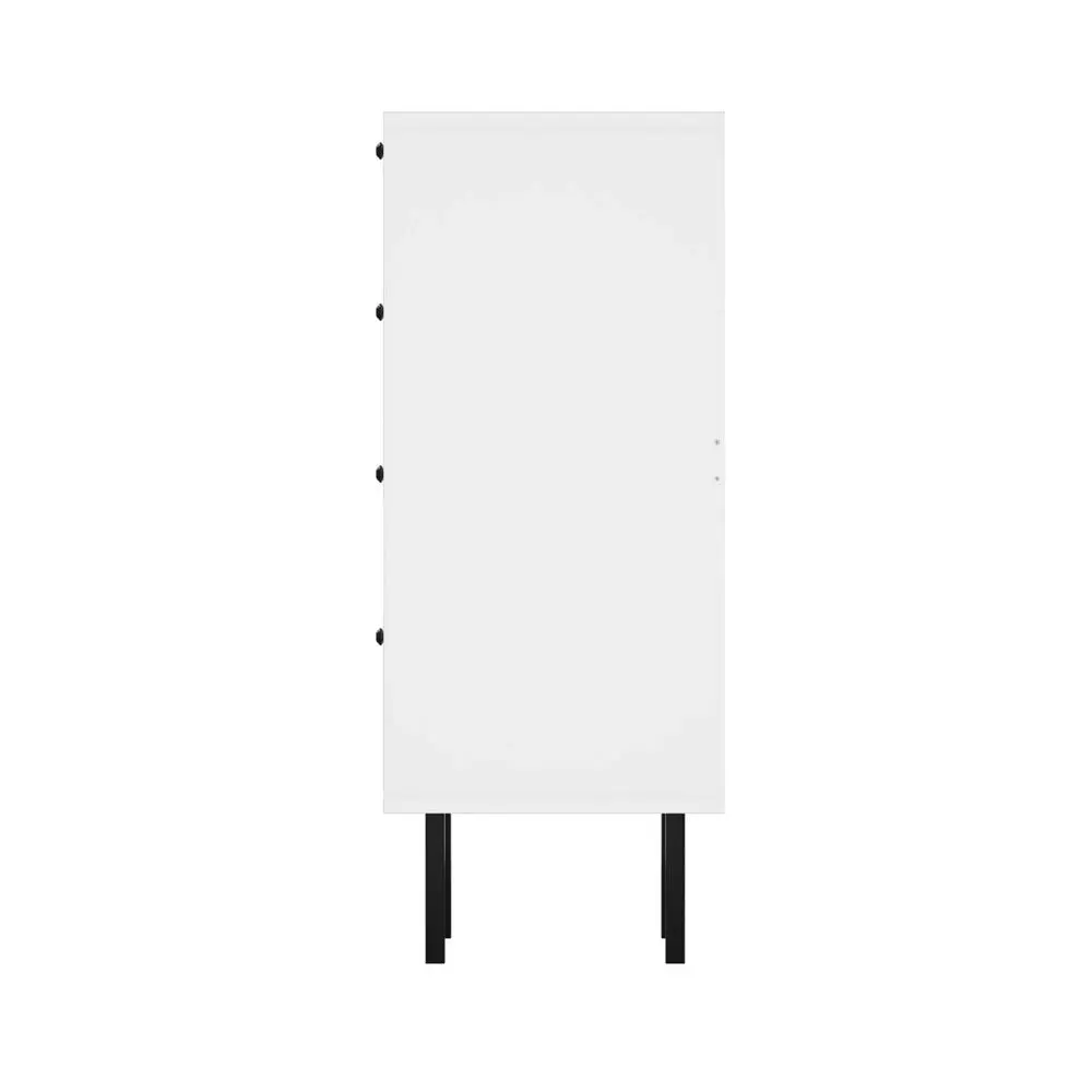 4 Chest of Drawers Tempered Glass Doors White