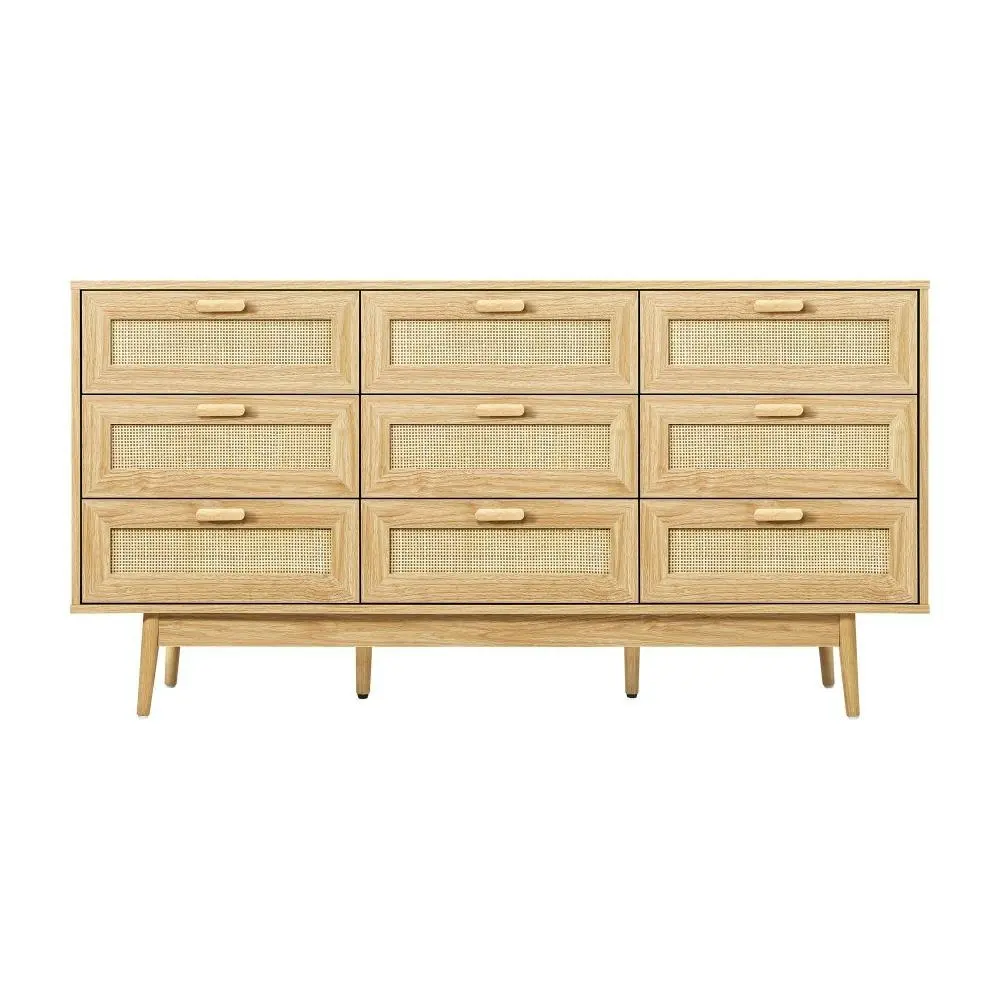 ELLE 9 Chest of Drawers Dresser Rattan Storage Cabinet Lowboy Bedroom Wooden