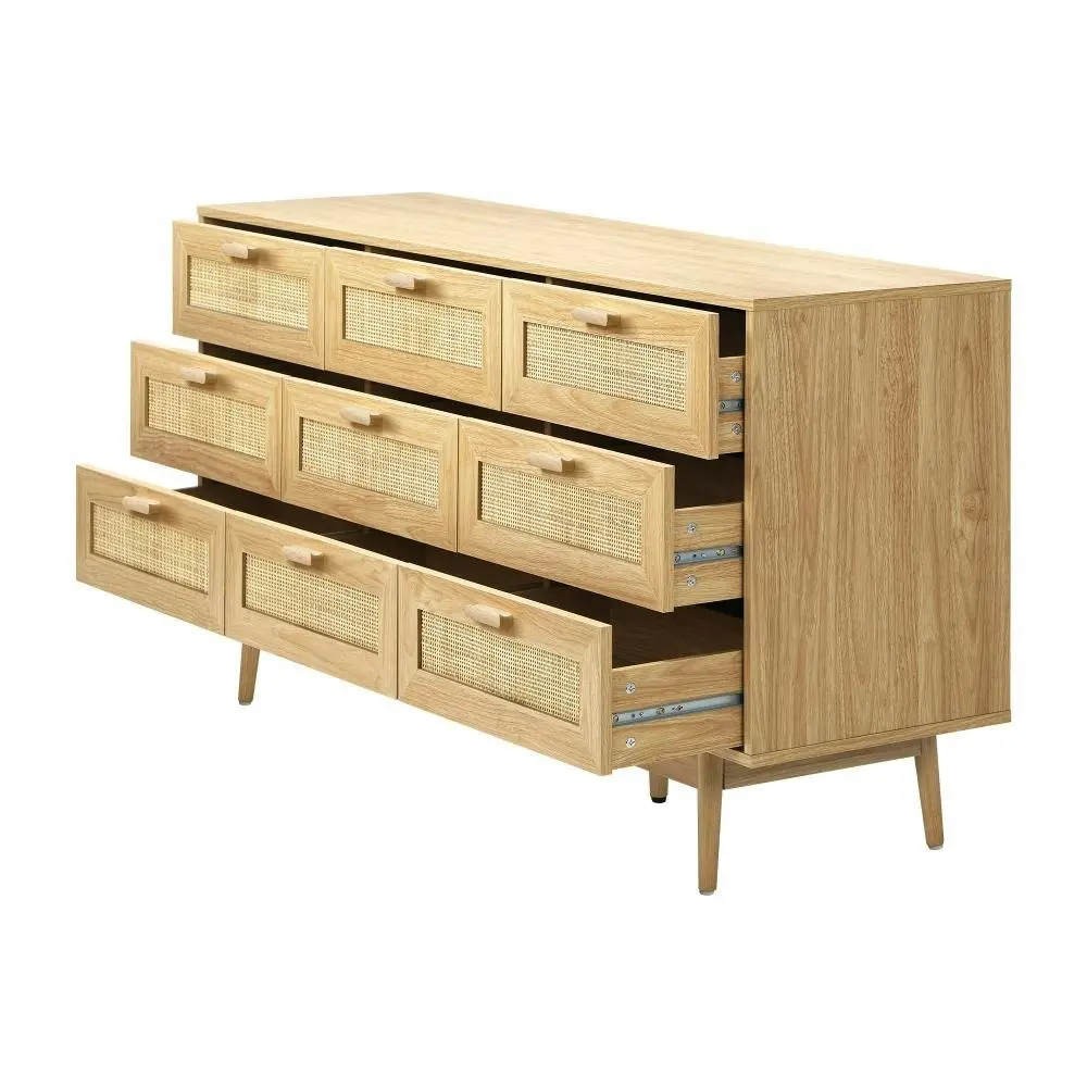 ELLE 9 Chest of Drawers Dresser Rattan Storage Cabinet Lowboy Bedroom Wooden