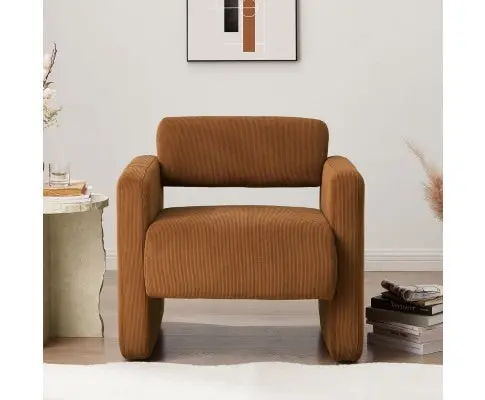 Lilah Modern Boucle Fabric Armchair - Burnt Orange