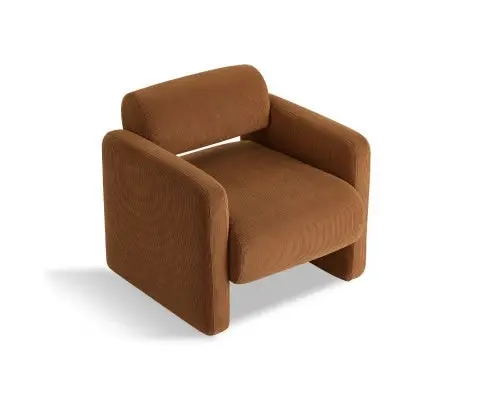 Lilah Modern Boucle Fabric Armchair - Burnt Orange