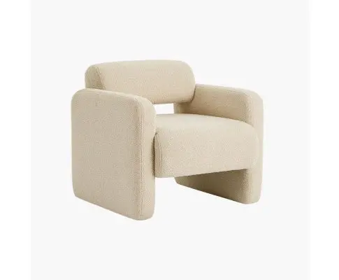 Lilah Modern Boucle Fabric Armchair - Light Sand