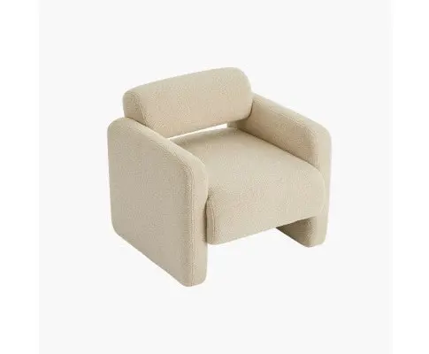 Lilah Modern Boucle Fabric Armchair - Light Sand