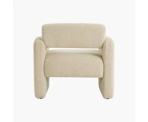 Lilah Modern Boucle Fabric Armchair - Light Sand