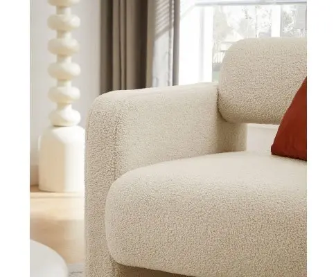 Lilah Modern Boucle Fabric Armchair - Light Sand