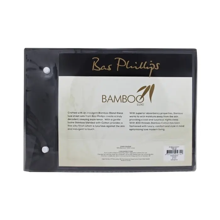 Bas Phillips Bamboo & Cotton 400TC Blend Sheet Set - CHARCOAL