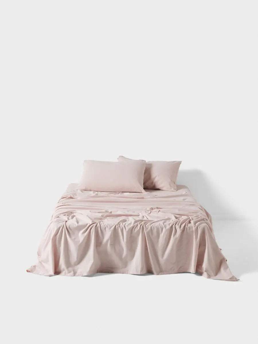 Linen House Plain Dyed Flannelette Sheet Set   Rose