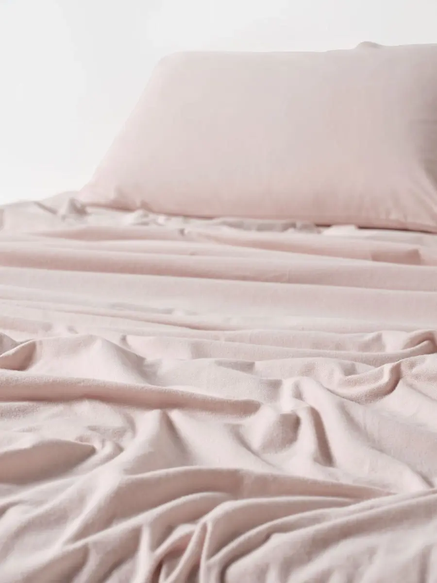 Linen House Plain Dyed Flannelette Sheet Set   Rose