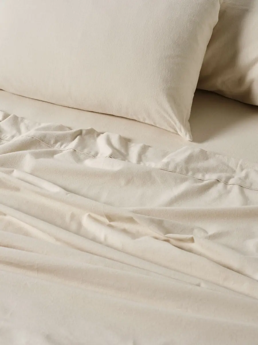 Linen House Plain Dyed Flannelette Sheet Set    Taupe