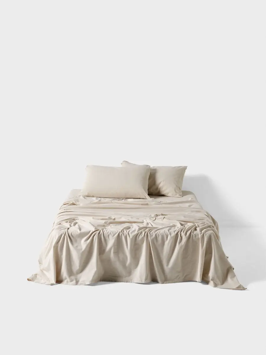 Linen House Plain Dyed Flannelette Sheet Set    Taupe