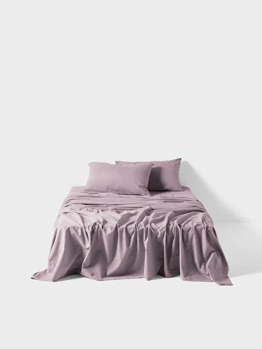 Linen House Plain Dyed Flannelette Sheet Set   Lavender