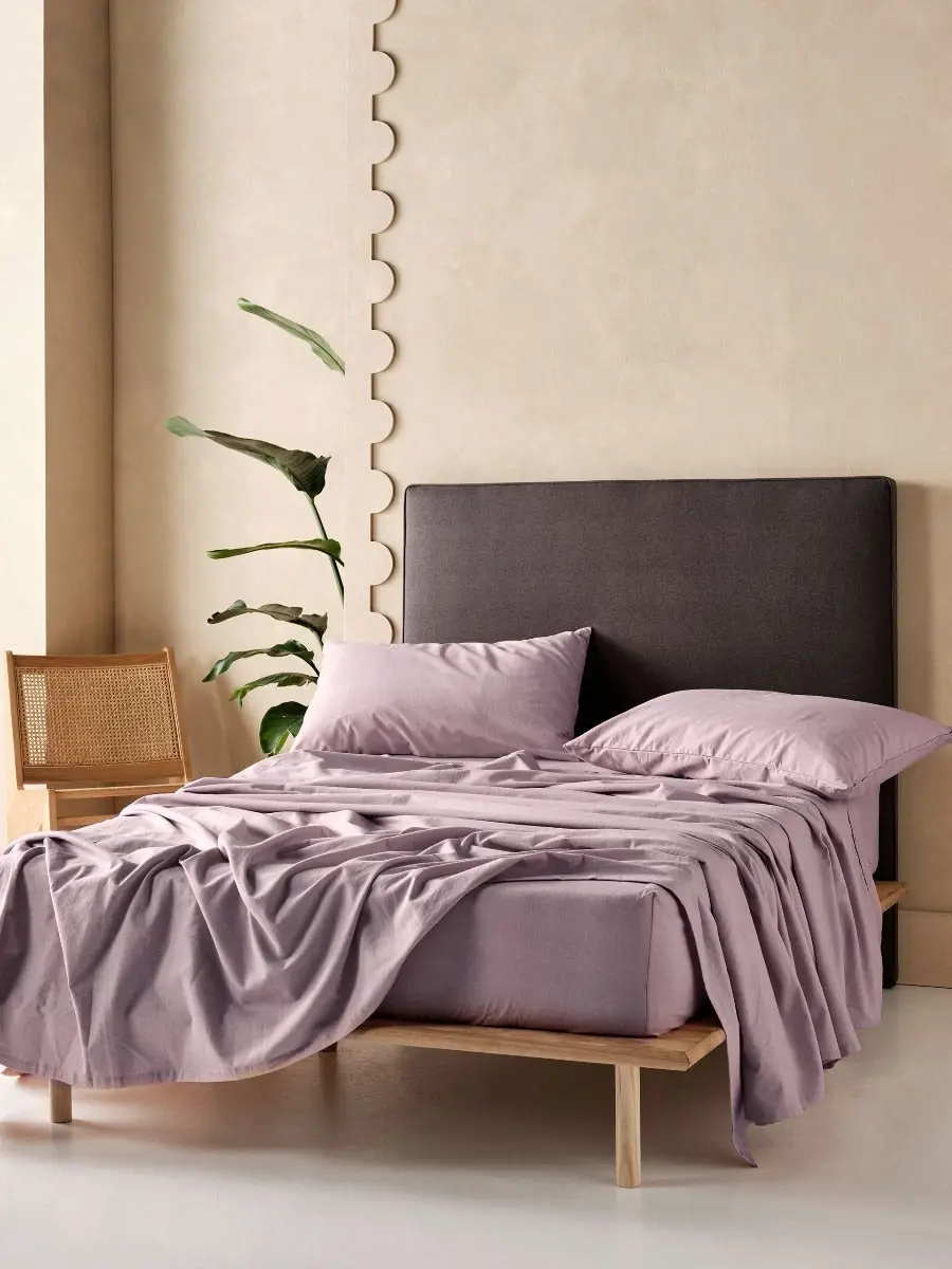 Linen House Plain Dyed Flannelette Sheet Set   Lavender