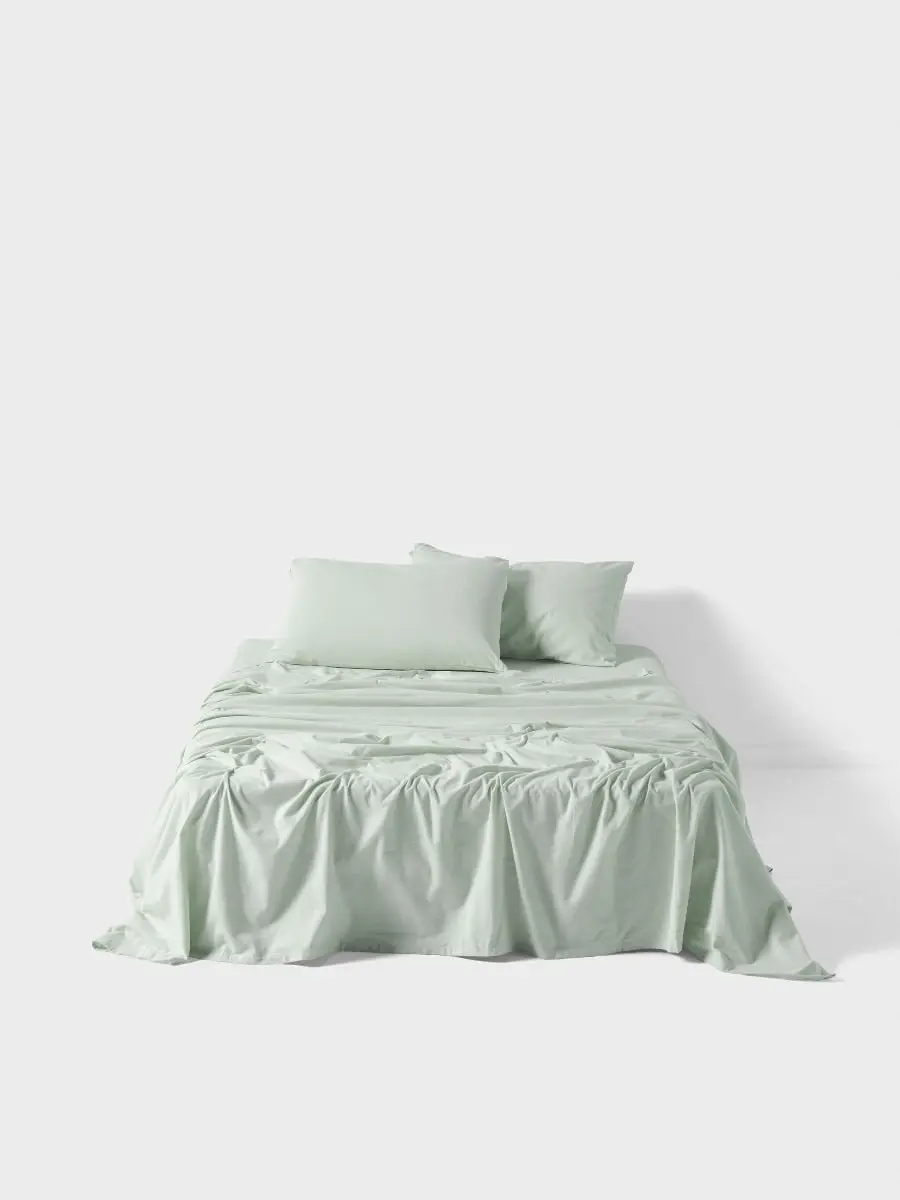 Linen House Plain Dyed Flannelette Sheet Set    Mist