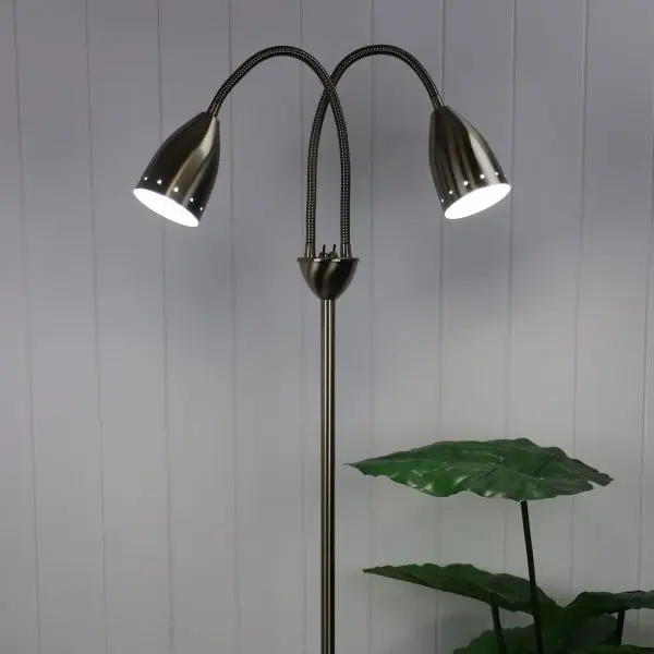 STAN Twin Flexible Neck Lamp Antique Brass